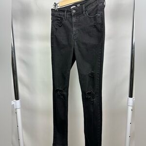 Old Navy Rockstar High Rise Super Skinny Jeans Black Distressed Women’s 4